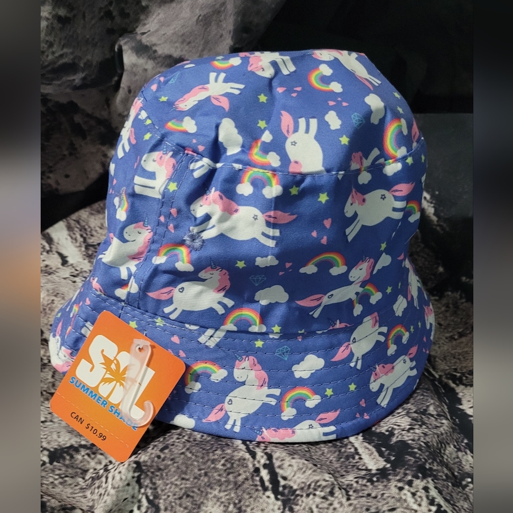 Girls Sol Bucket hat Summer hat floppy Kool kids unicorn print one size 3+